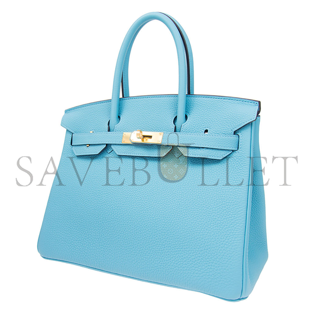 HERMES MASTER BIRKIN 25 EPSOM LEATHER CANDY BLUE GOLD BUCKLE BAG H028369CC7N (25*20*13cm)